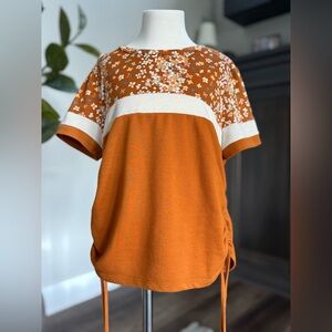 Girls Large Moa Moa Floral Orange Top